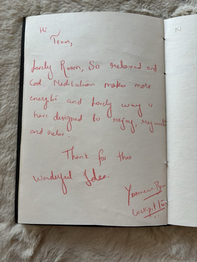 A note written by hand in the Zen Garden book