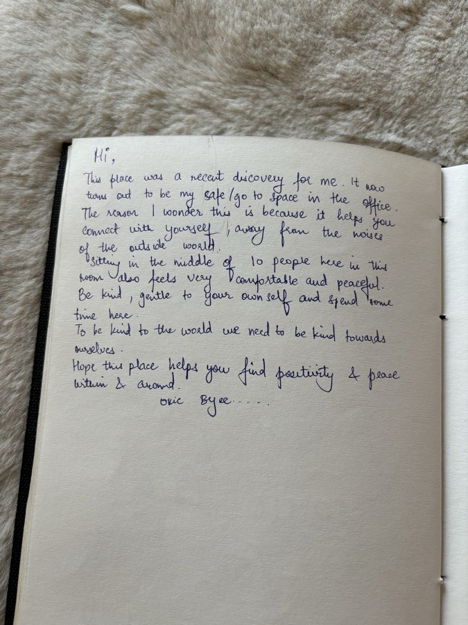 A note written by hand in the Zen Garden book