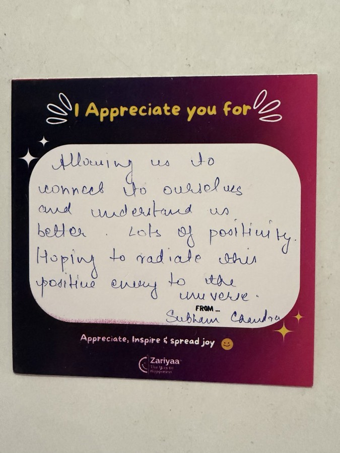 A note written by hand in the Zen Garden book