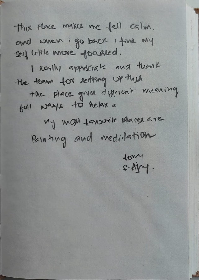 A note written by hand in the Zen Garden book