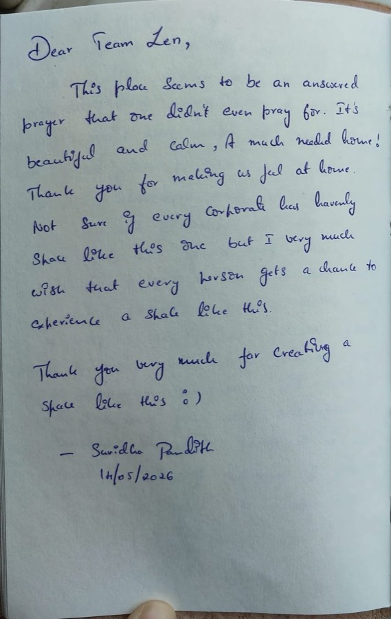 A note written by hand in the Zen Garden book