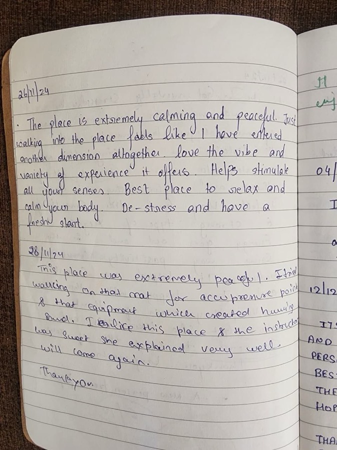 A note written by hand in the Zen Garden book