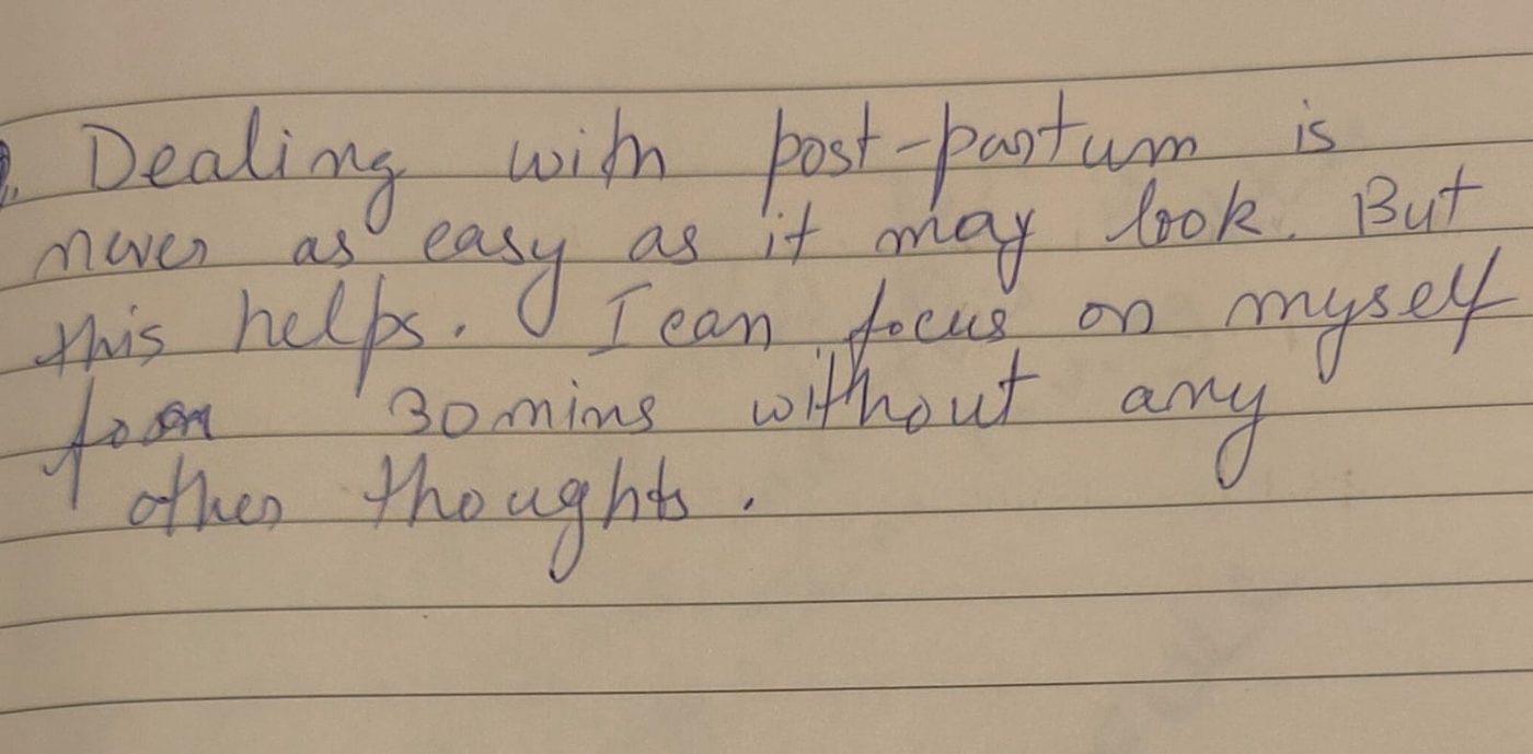 Handwritten testimonial card