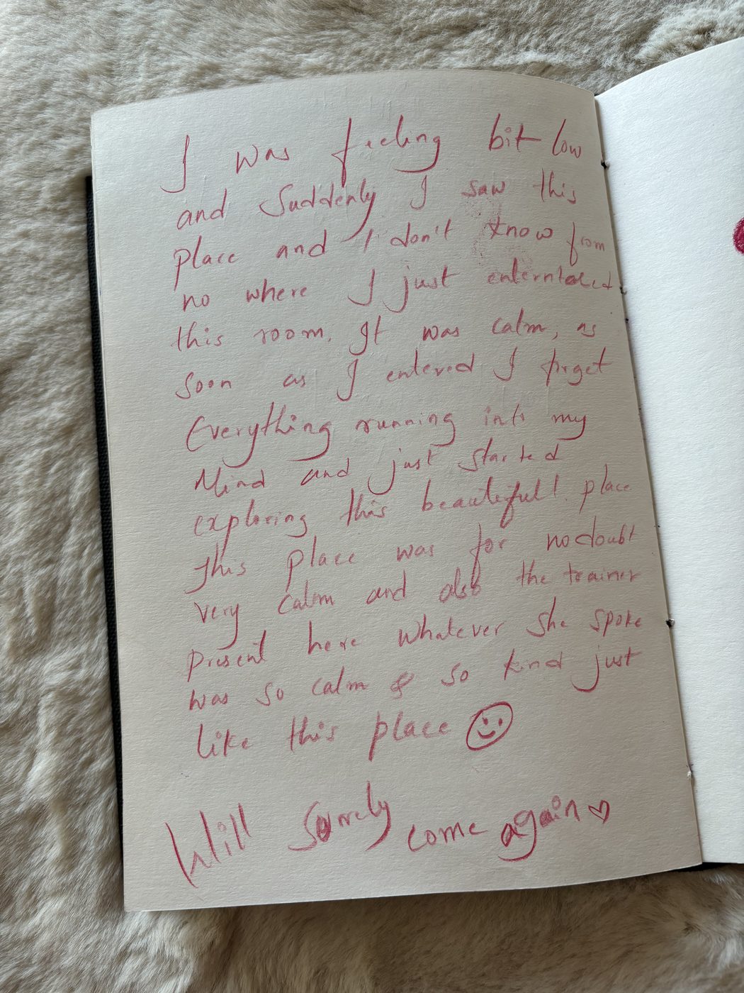 Handwritten testimonial card