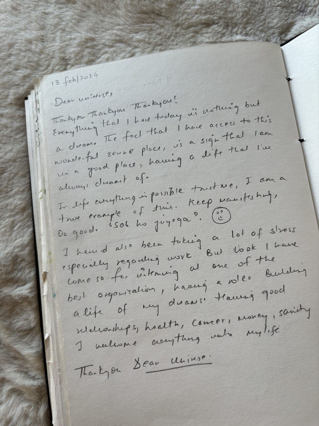 Handwritten testimonial card