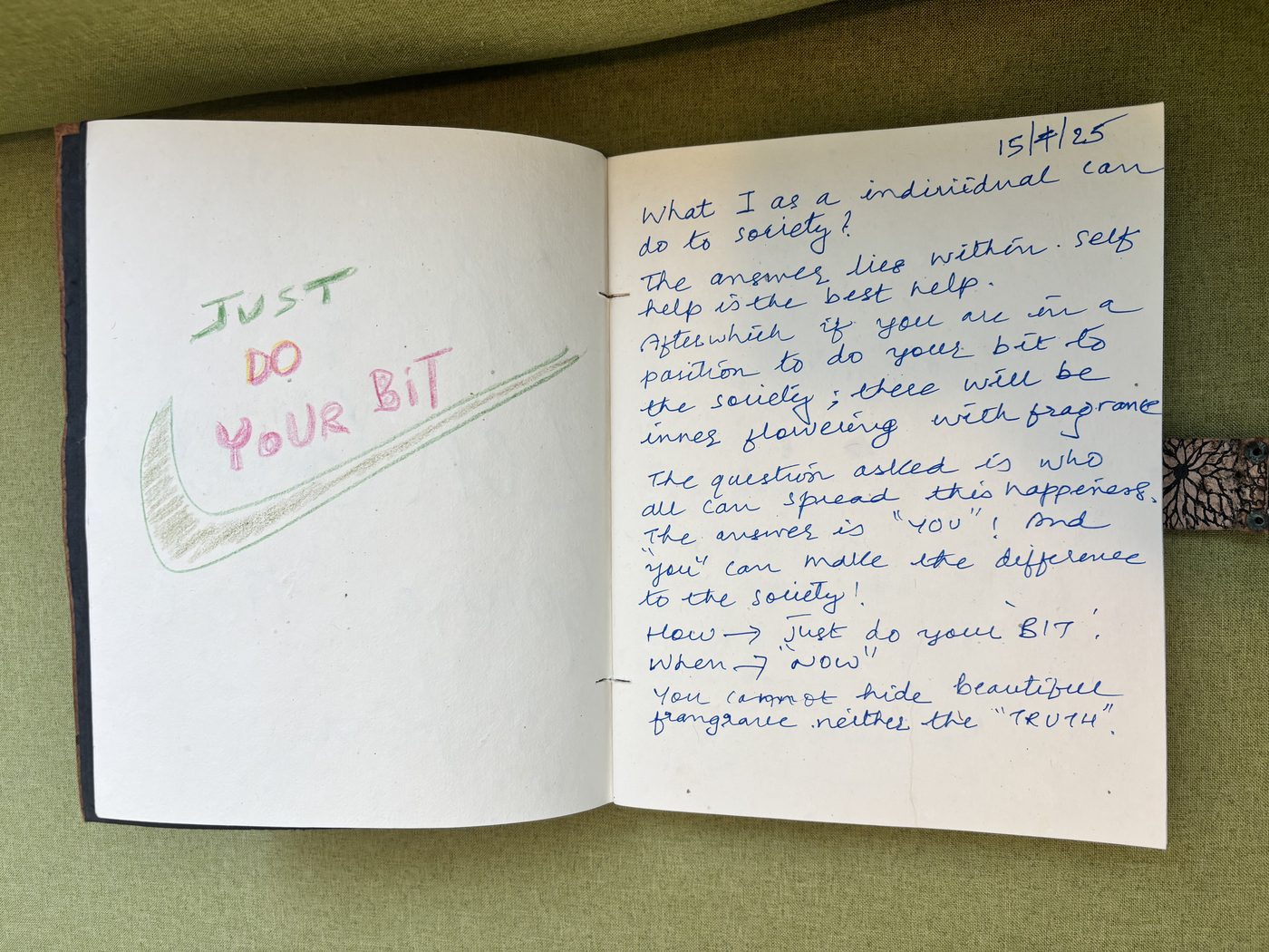 Handwritten testimonial card